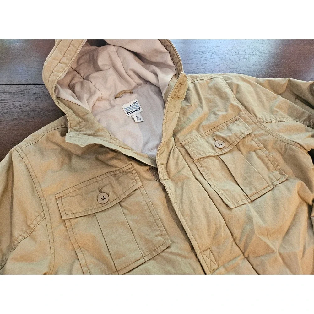 Old Navy Field Jacket XL 14-16 Tan Hooded Utility Cargo Coat